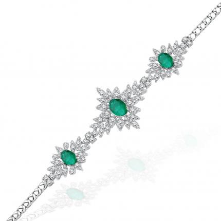 6.21 ct. Pırlanta Zümrüt Bileklik